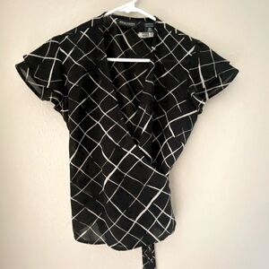 New York & Co Black Wrap Top Sz XS